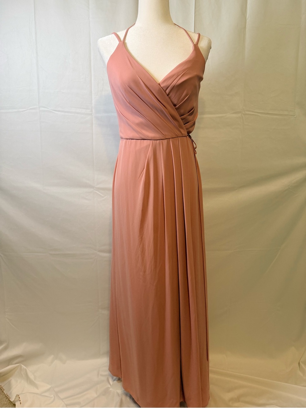 David’s Bridal Size 4 Mauve Wrap Maxi Dress with Spaghetti Straps